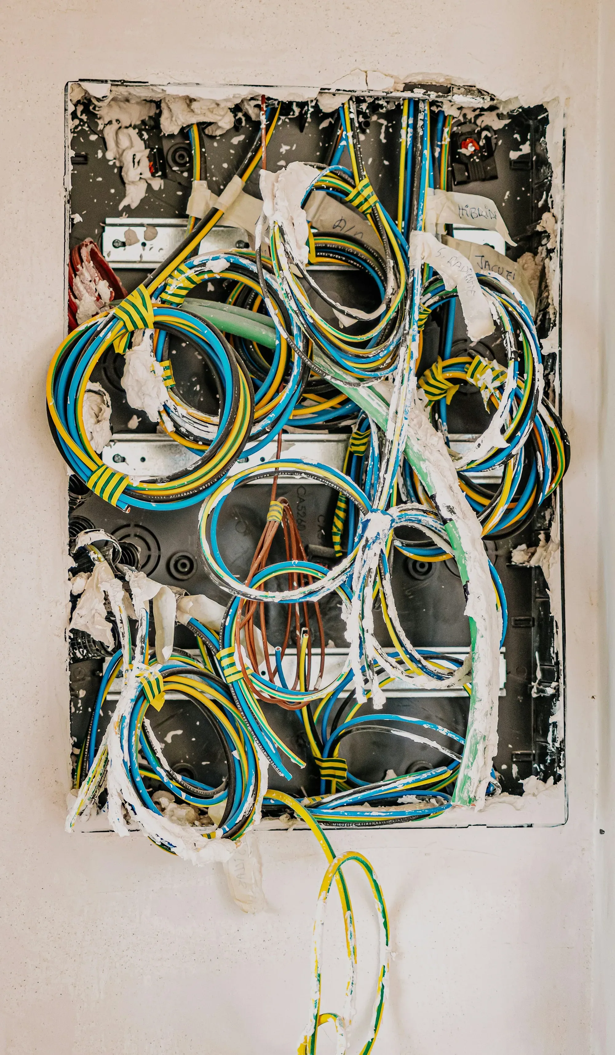 Older wiring and connections inside an opened electrical box